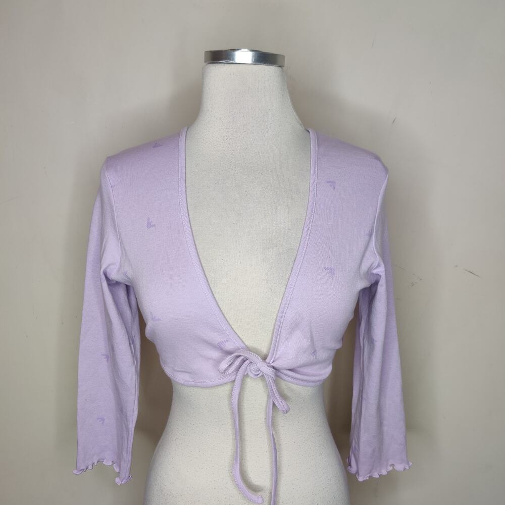Emporio Armani Lavender Tie-Front Crop Top